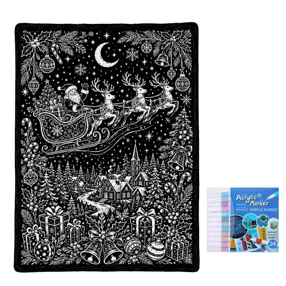 C — Santa’s Sleigh coloring blanket, full design